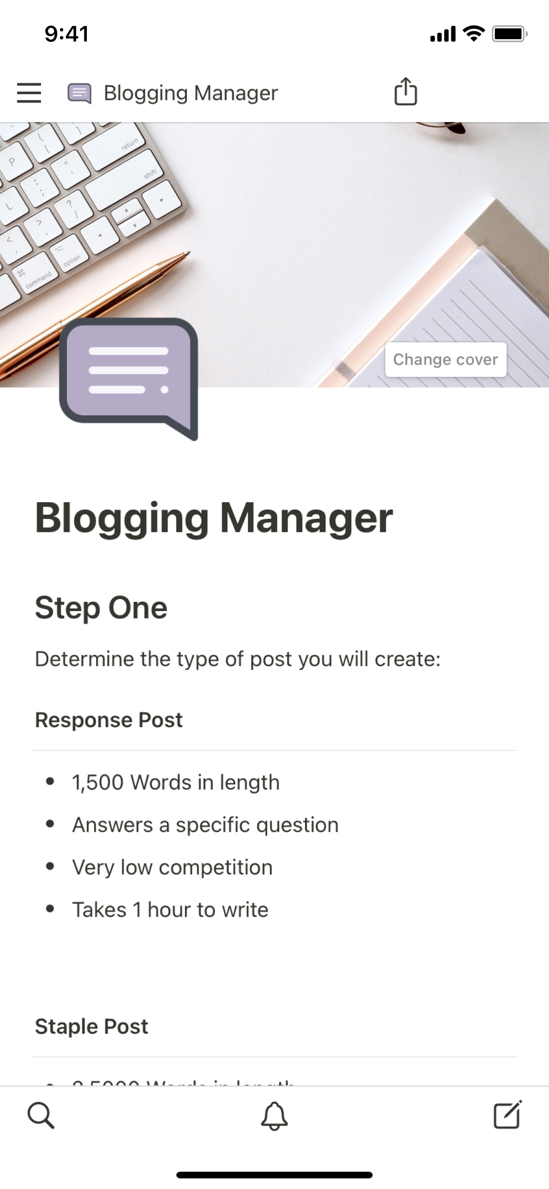The mobile image for the Blogging manager template