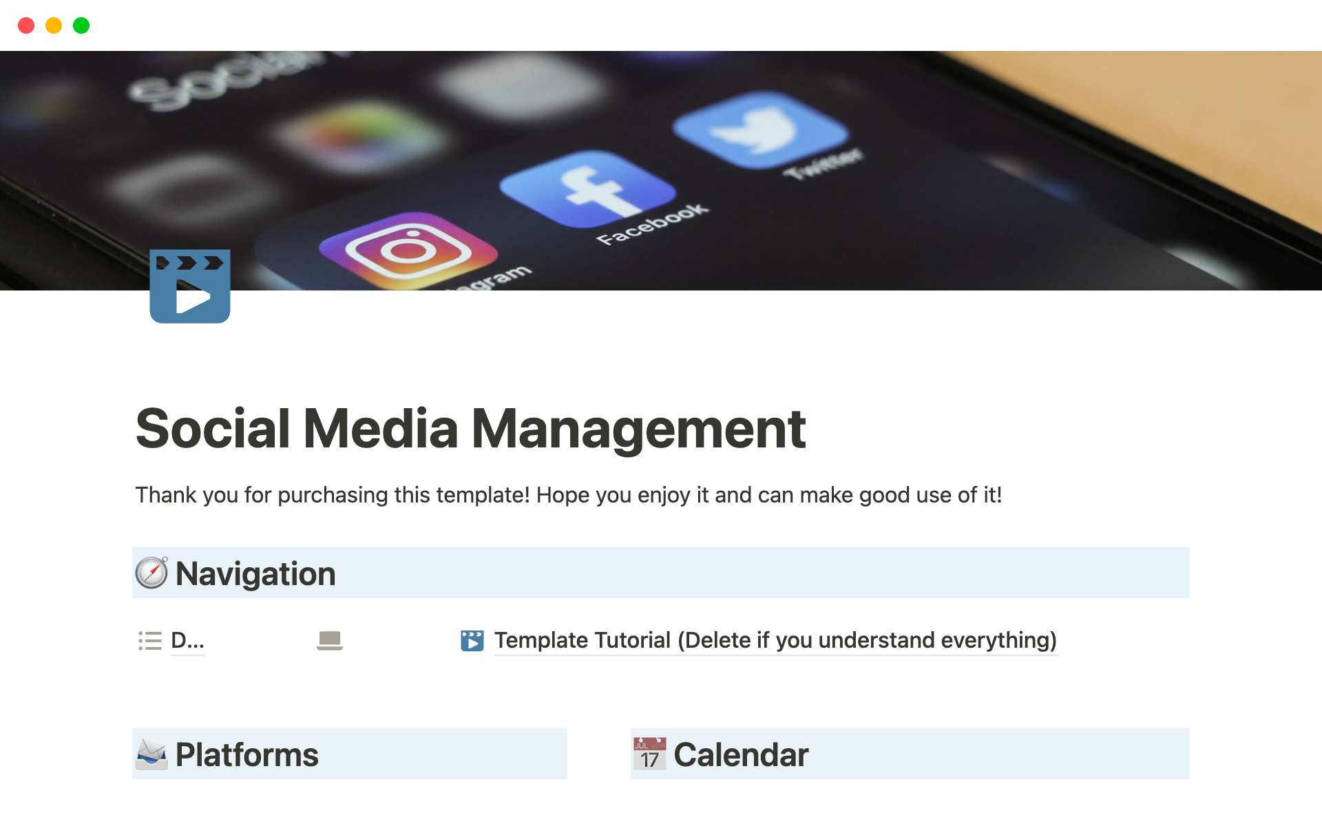 Social Media Management Notion Template
