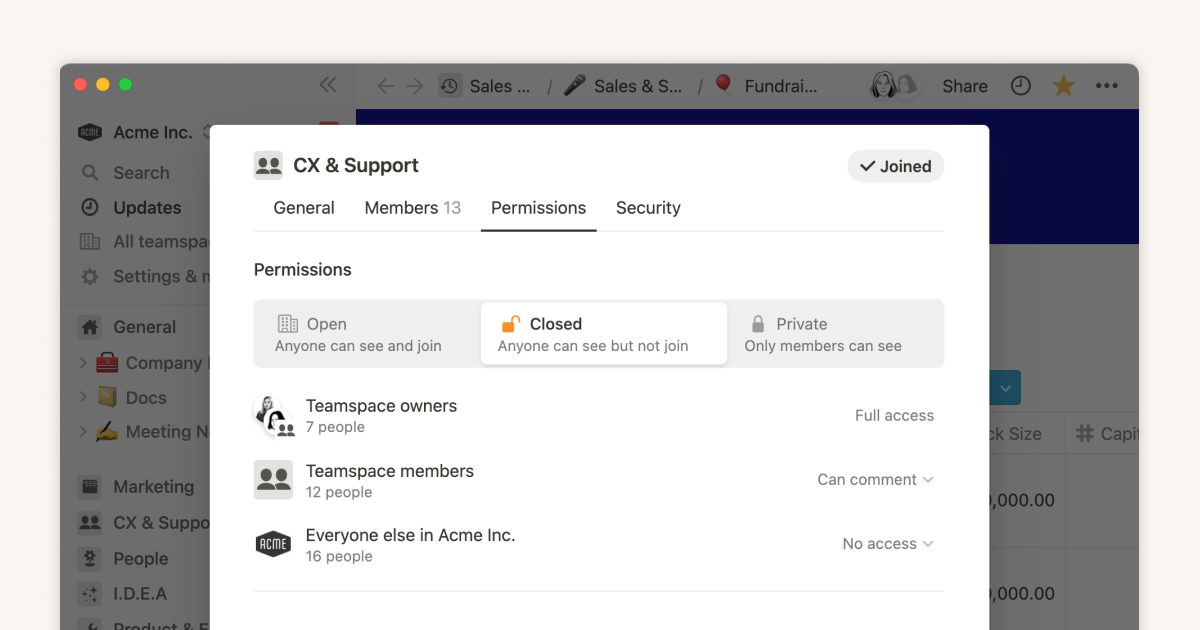 Grant the right level of access with teamspaces and groups