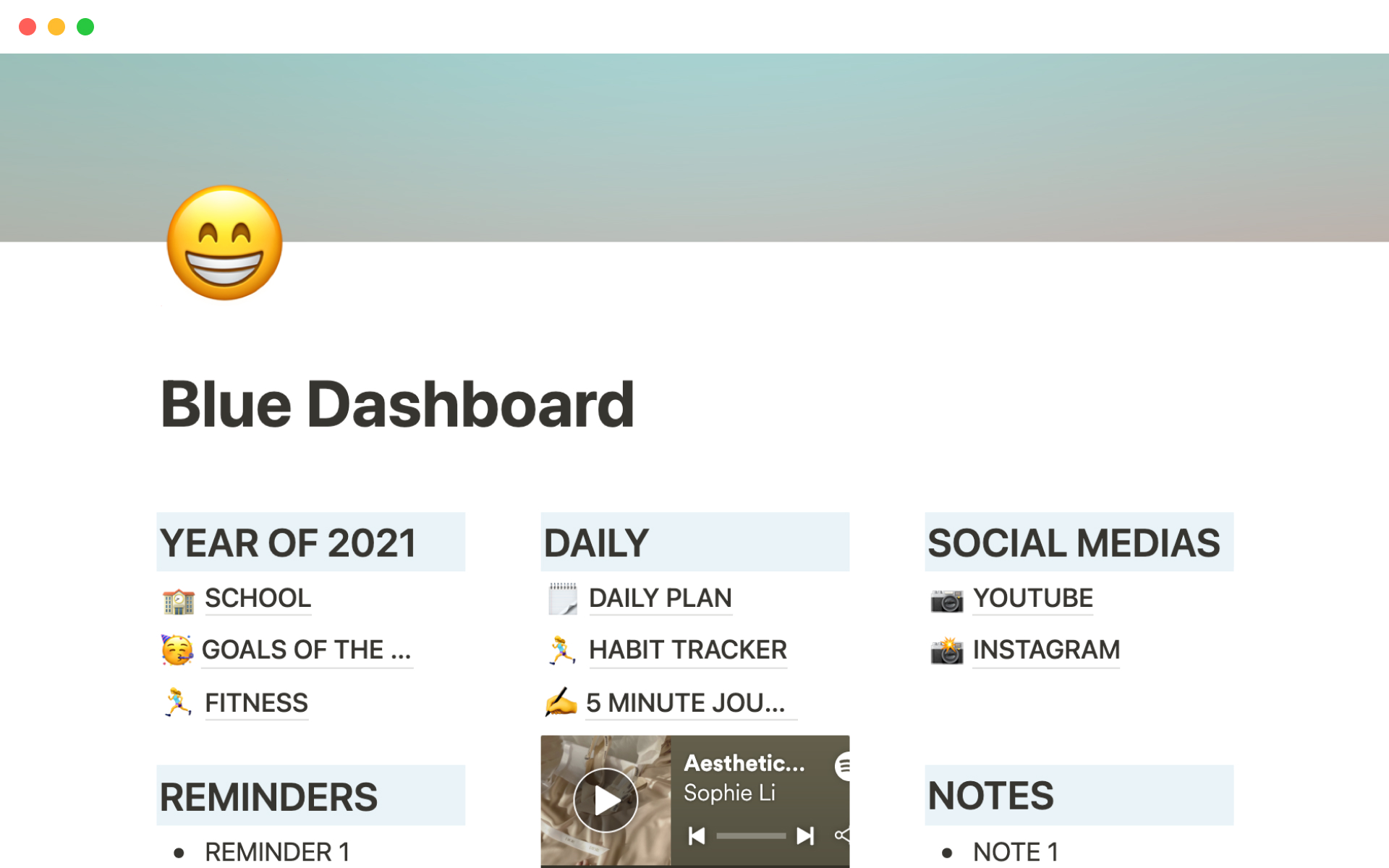 The desktop image for the Blue dashboard template