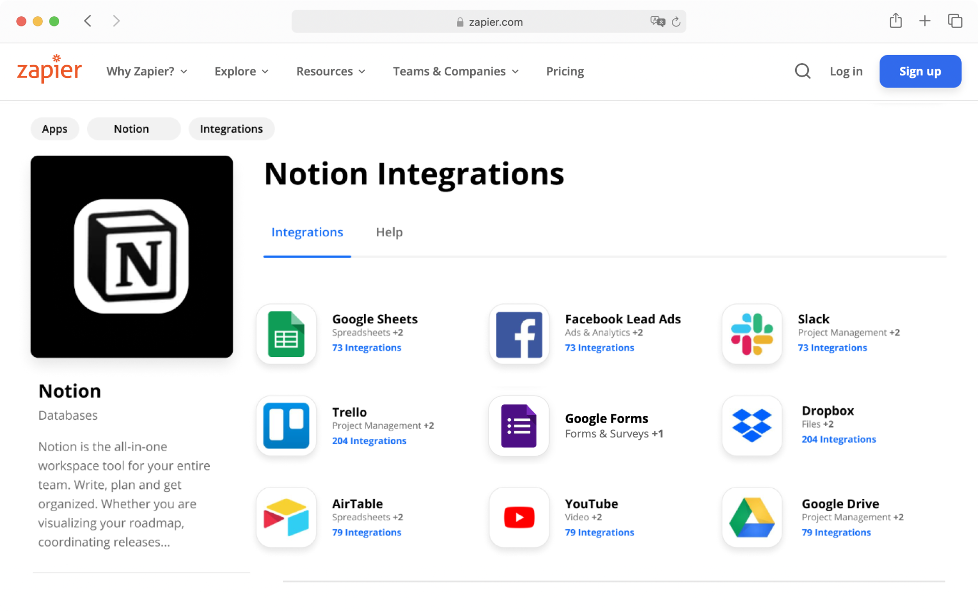 Here’s where you can access Zapier’s integration.