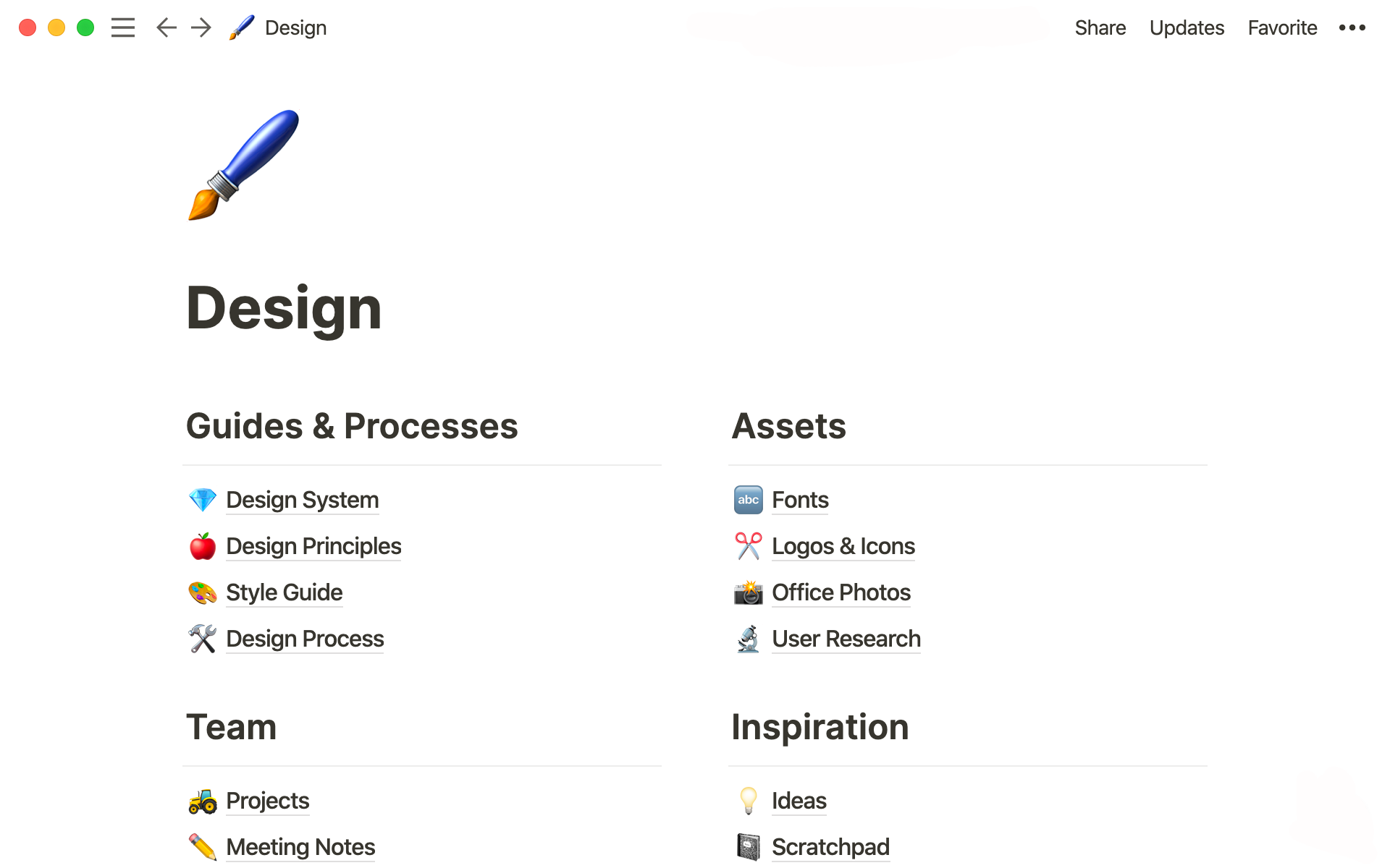 Organize all your design team’s most important information.