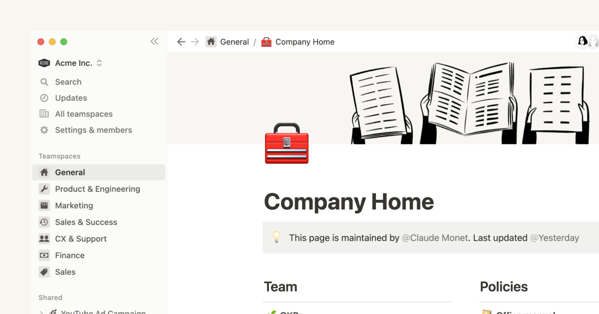 Browse, join & create teamspaces