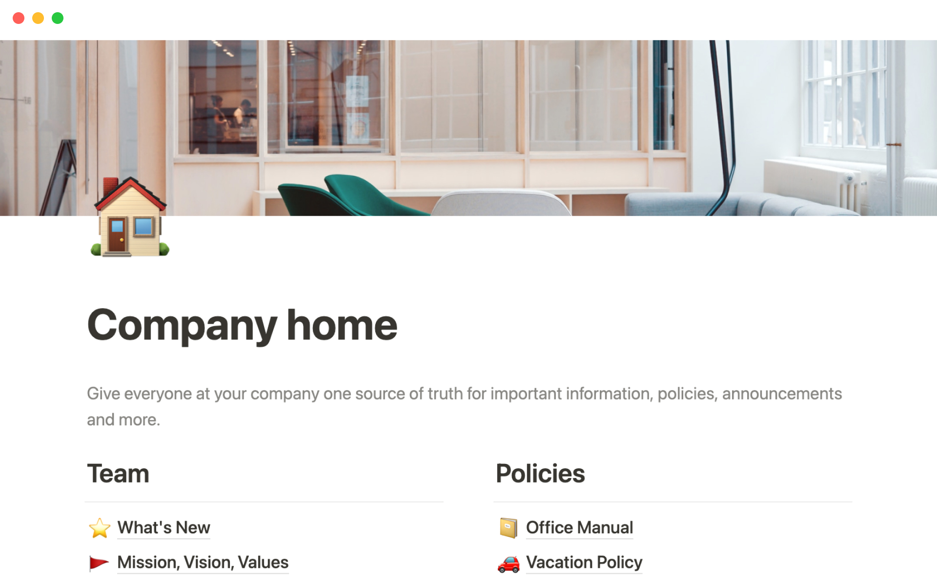 The desktop image for the Company home template