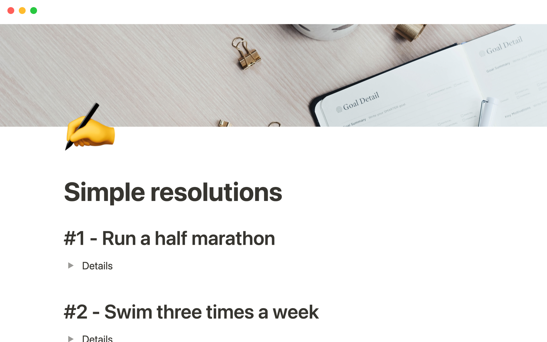 The desktop image for the Simple resolutions template