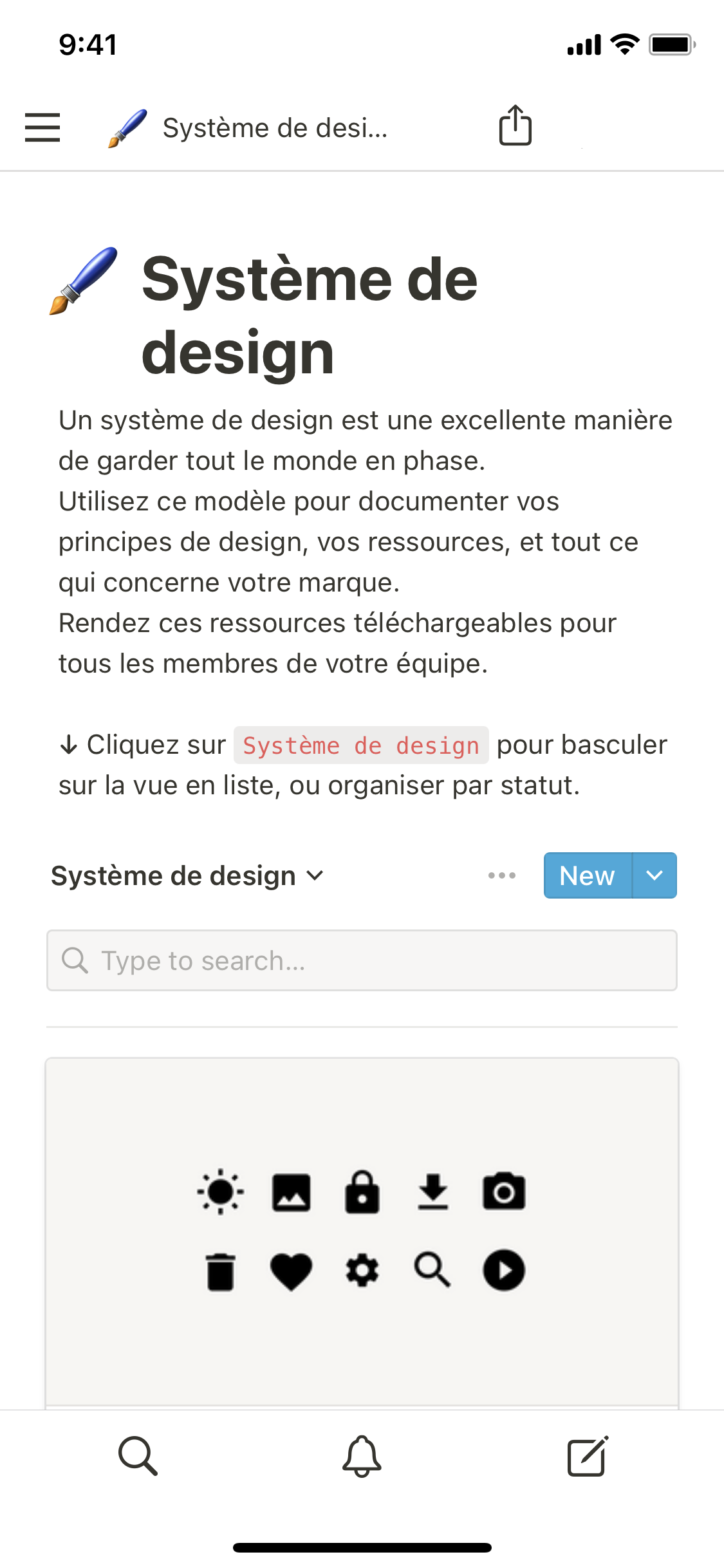 The mobile image for the Design system template
