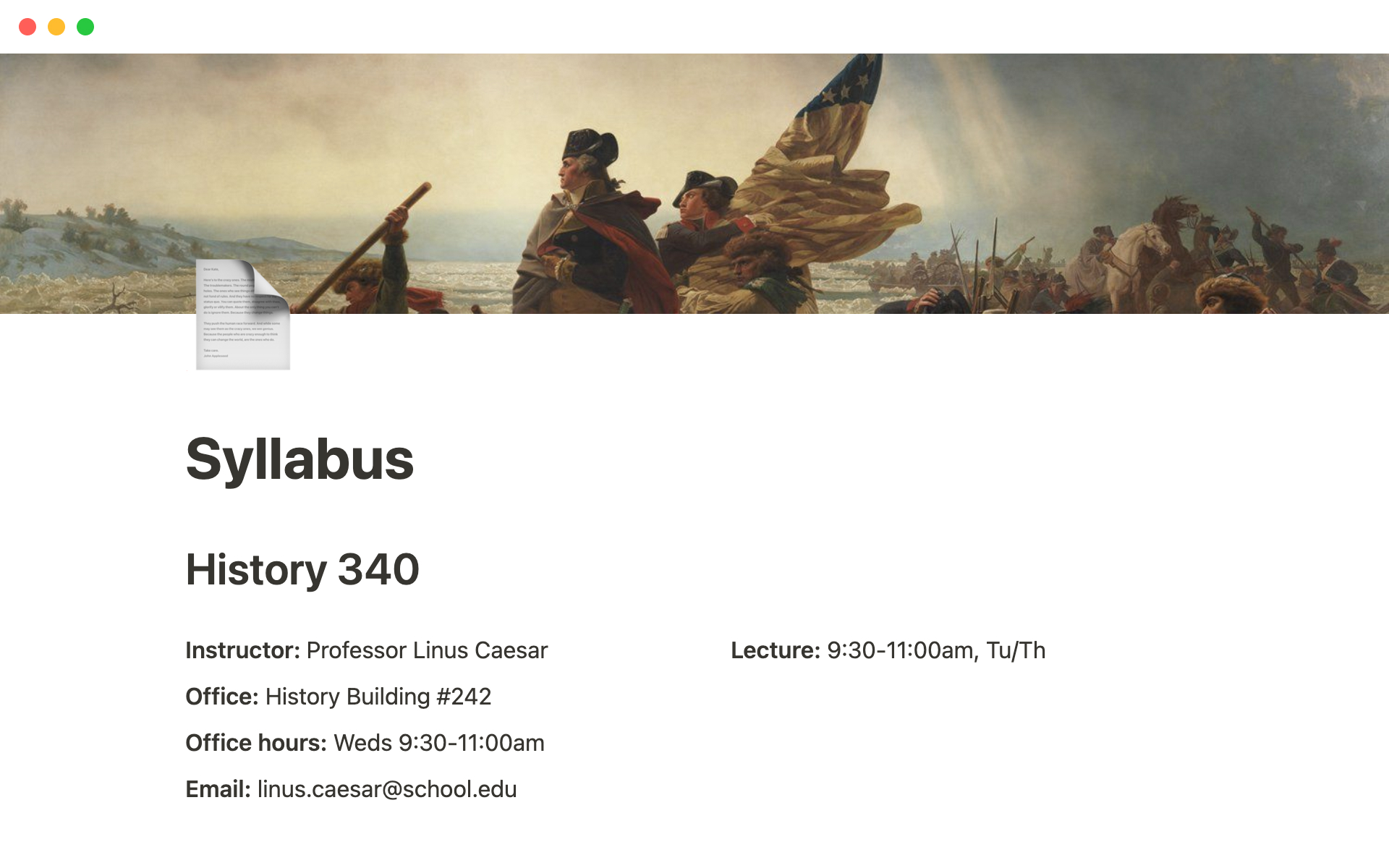 The desktop image for the Syllabus template