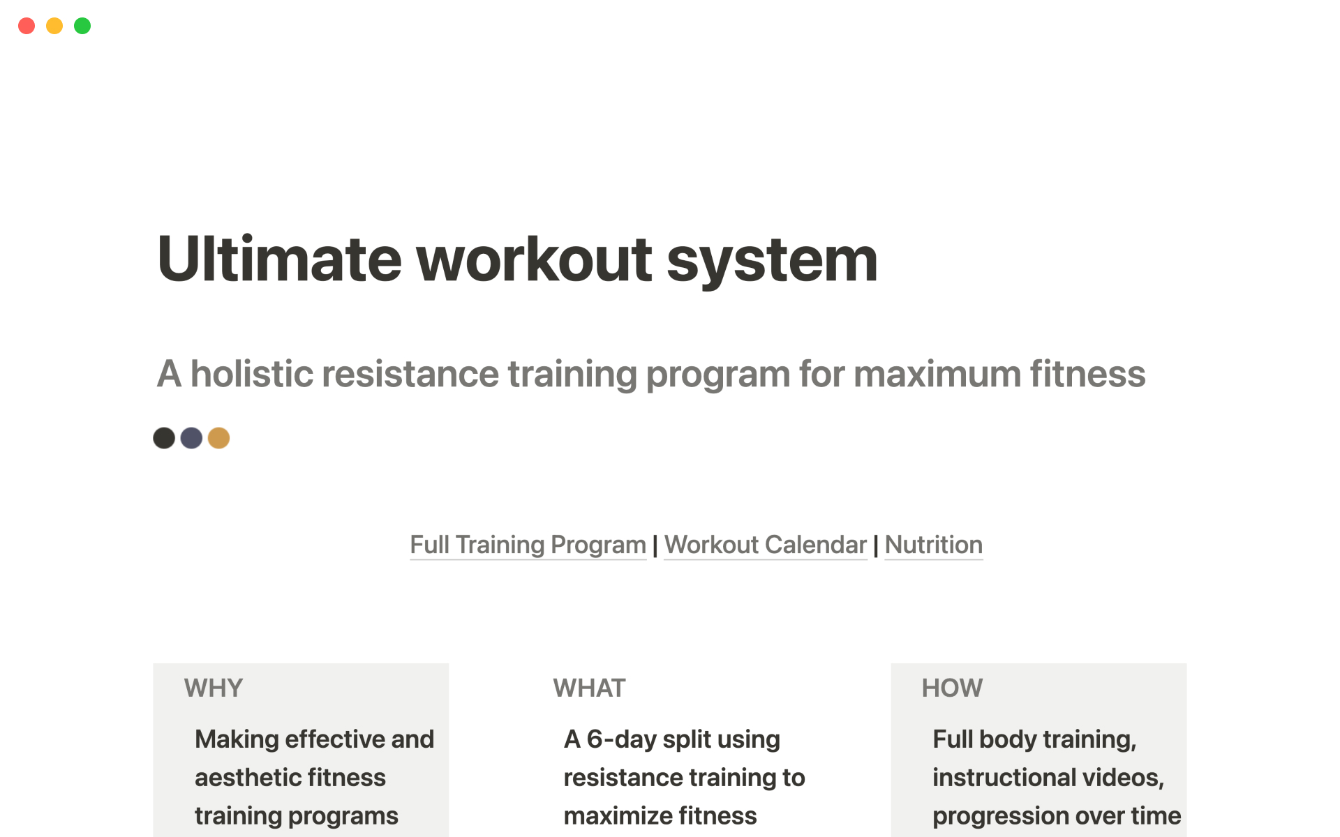 The desktop image for the Ultimate workout system template