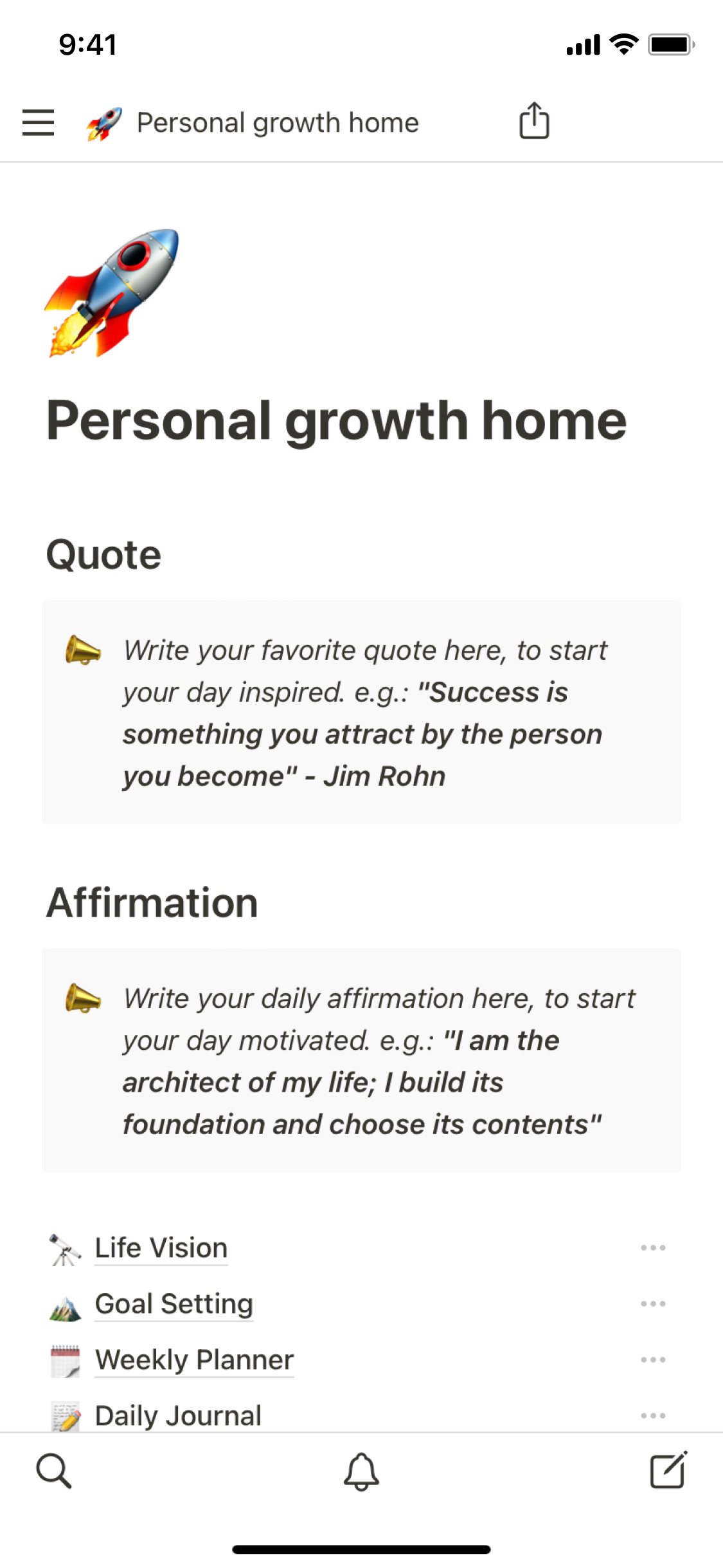 The mobile image for the Personal growth home template