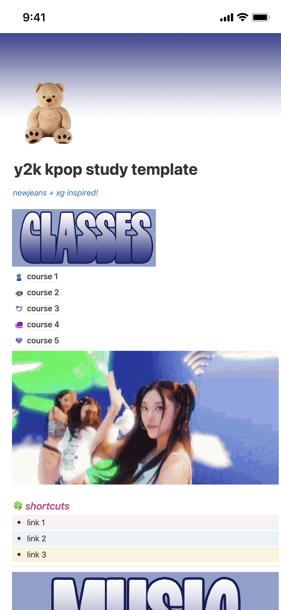 Notion Template Gallery y2k kpop study