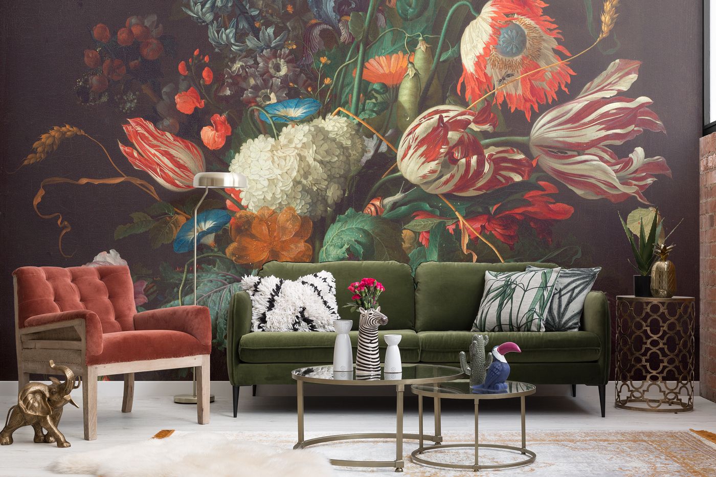 An example of maximalist design in the home, a style made up of mixed patters, saturated colors, and bold choices. Image from House Beautiful. 