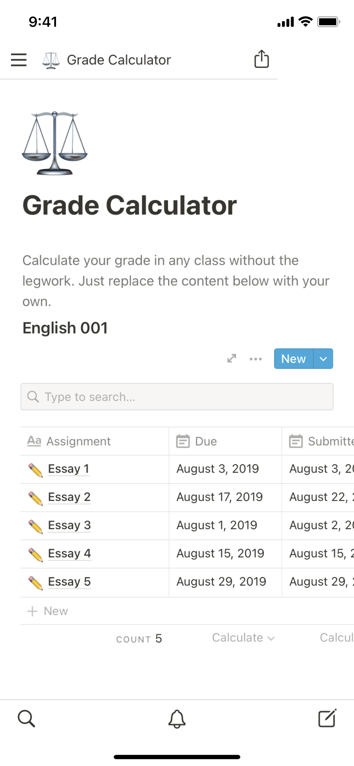 The mobile image for the Grade calculator template
