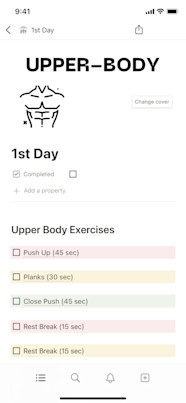 Notion Template Gallery 30 day Workout Plan