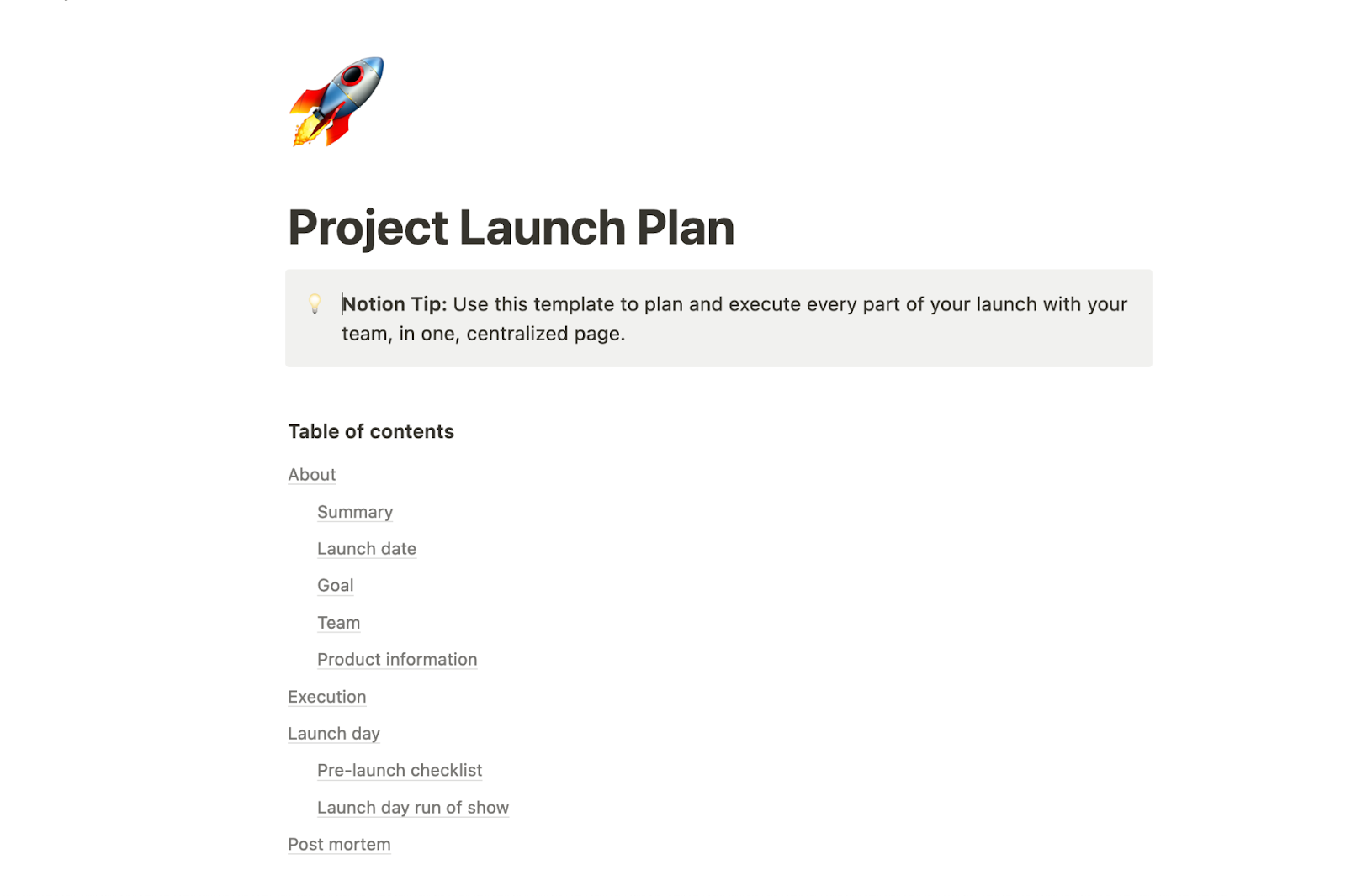 Project launch plan