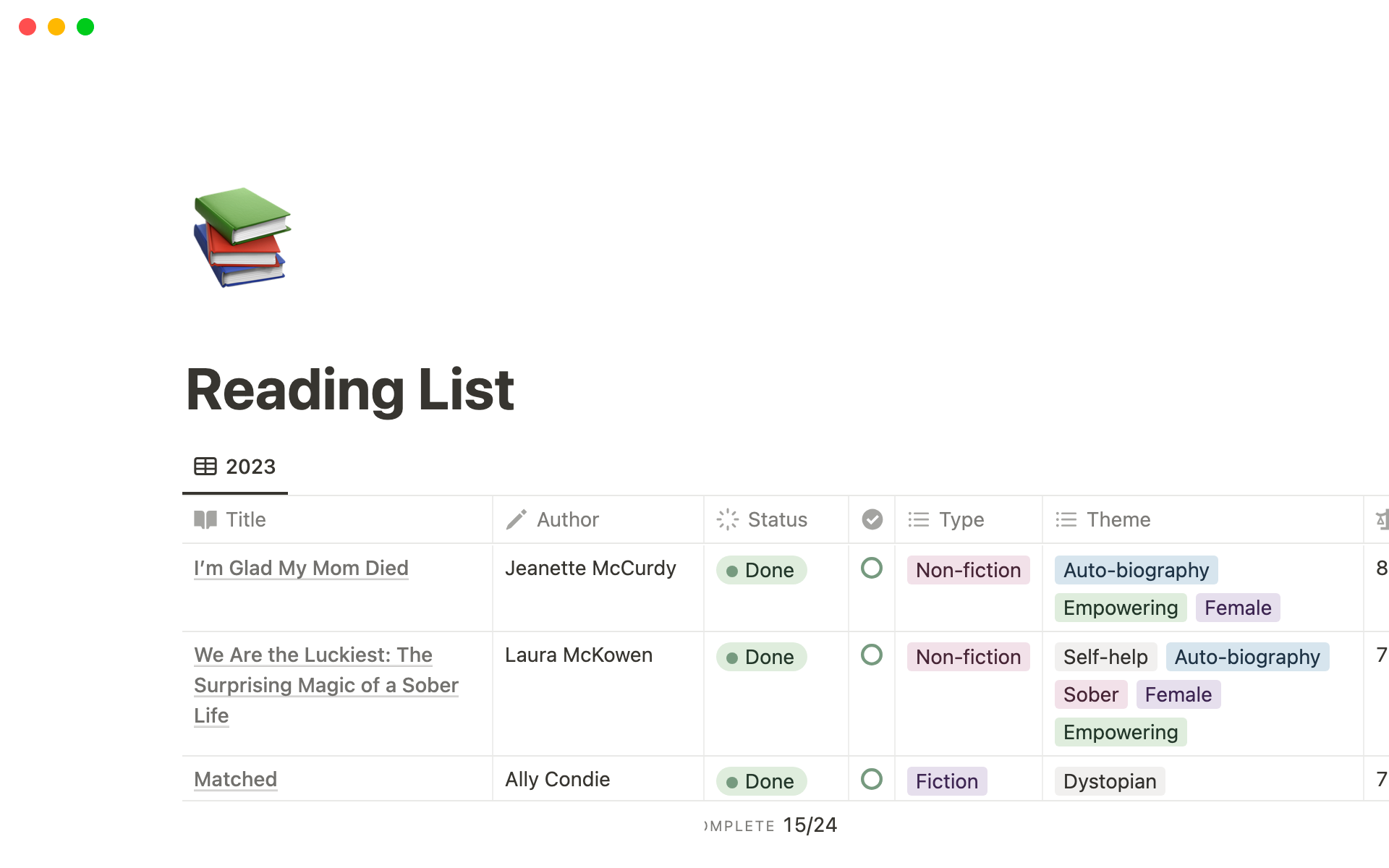 Reading List | Notion Template