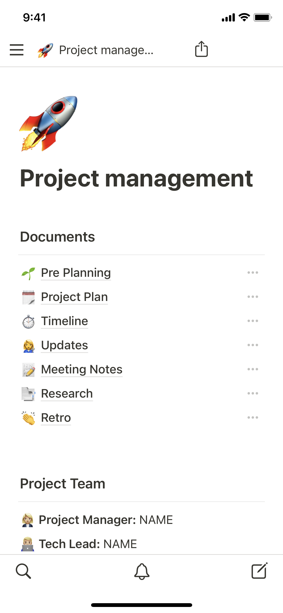 The mobile image for the Project management template
