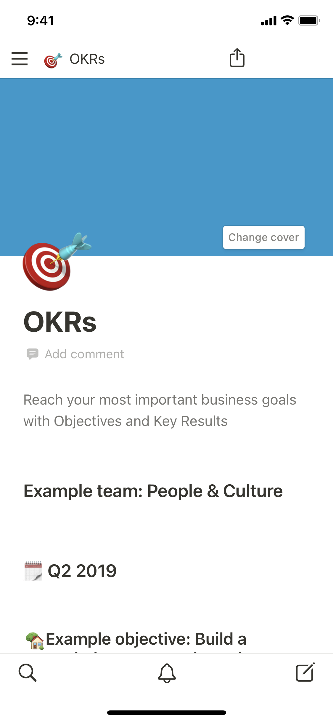 The mobile image for the OKRs template