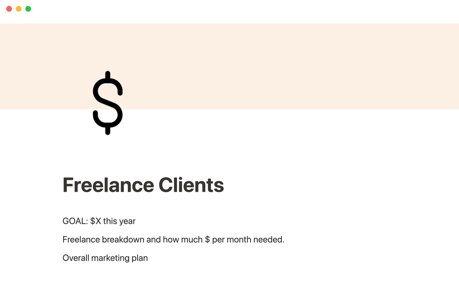 The desktop image for the Freelance client template