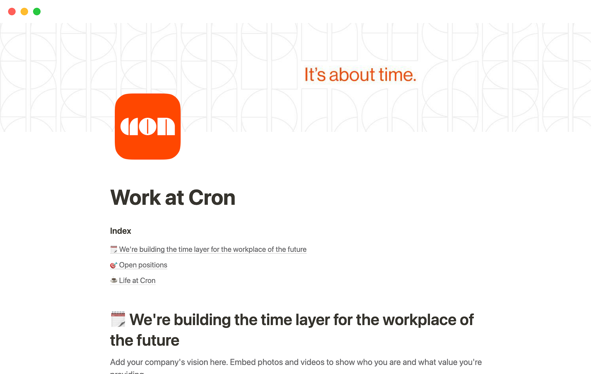 The desktop image for the Cron's job postings template