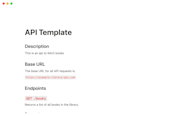 API Template Notion Template API Template Notion Template