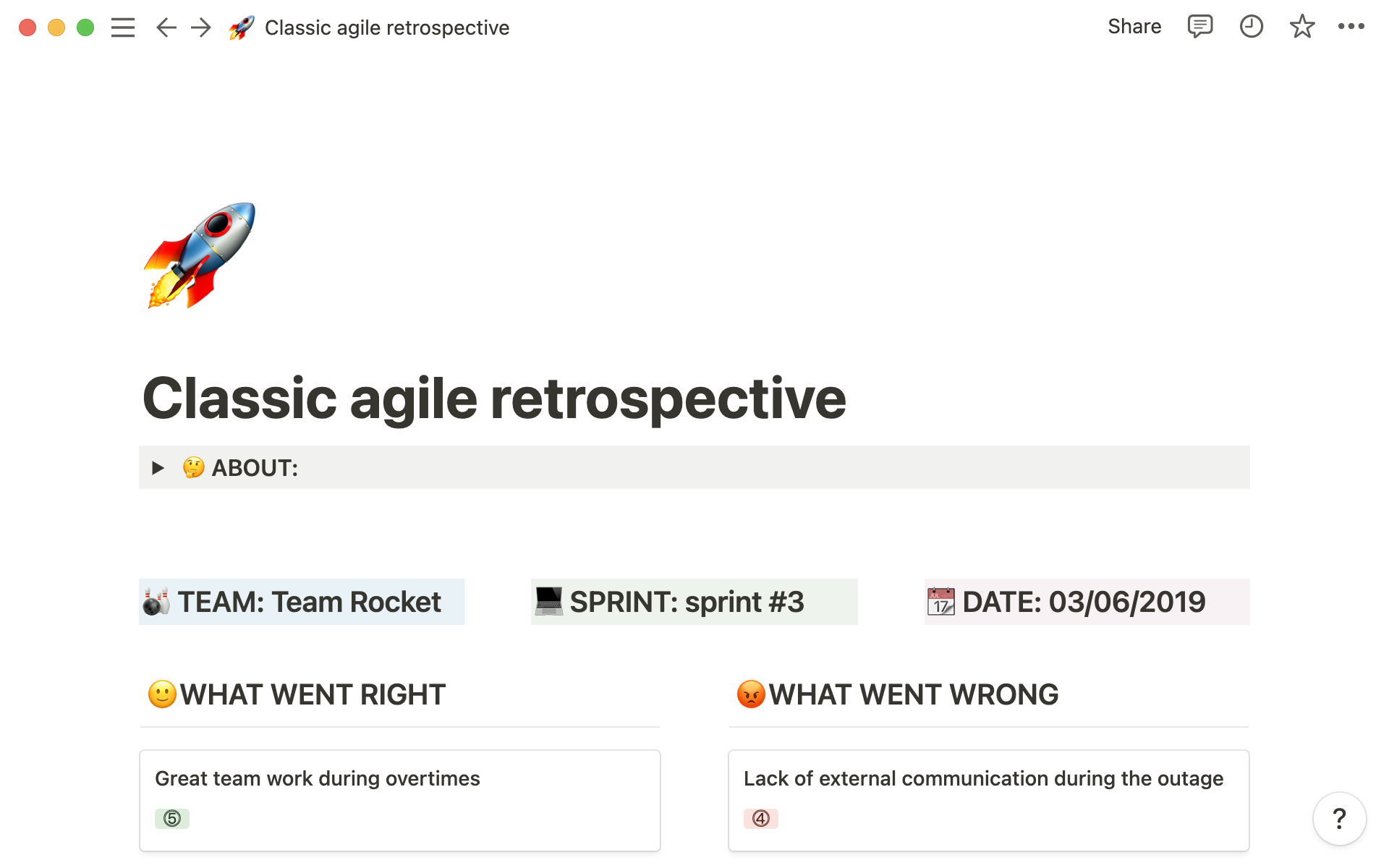 Sprint retrospective - agile retrospective hero screenshot