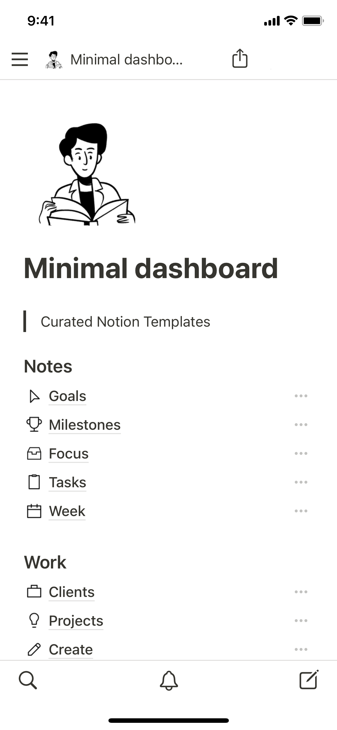 The mobile image for the Minimal dashboard template