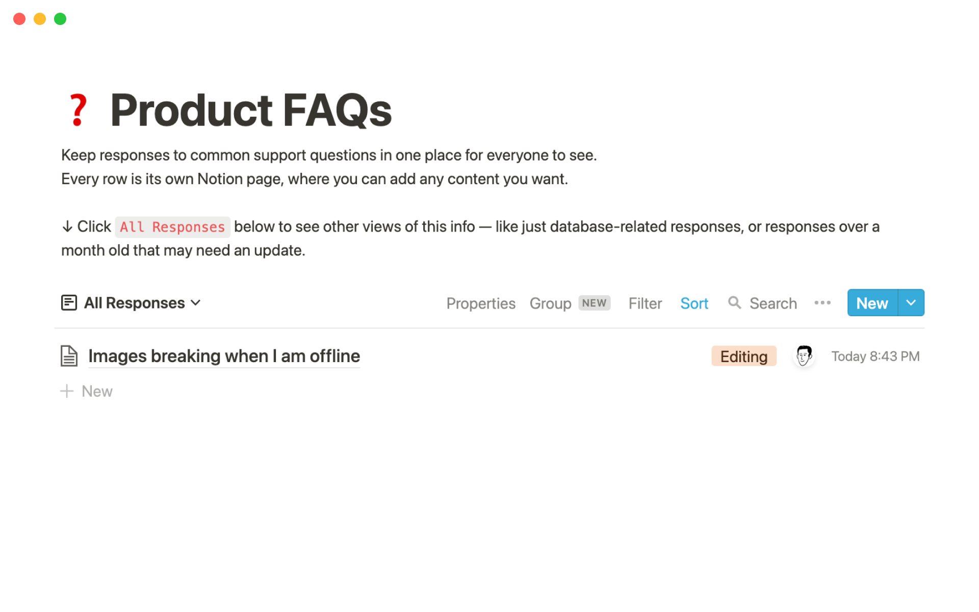 The desktop image for the Product FAQs template