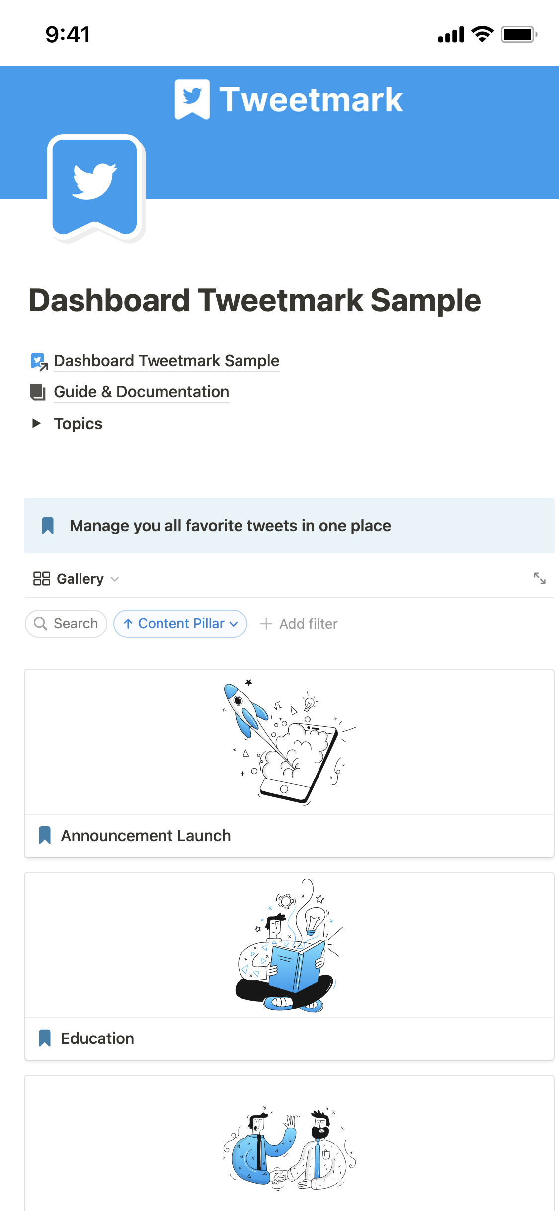 Notion Template Gallery Tweetmark Tweet Bookmark Notion Templates