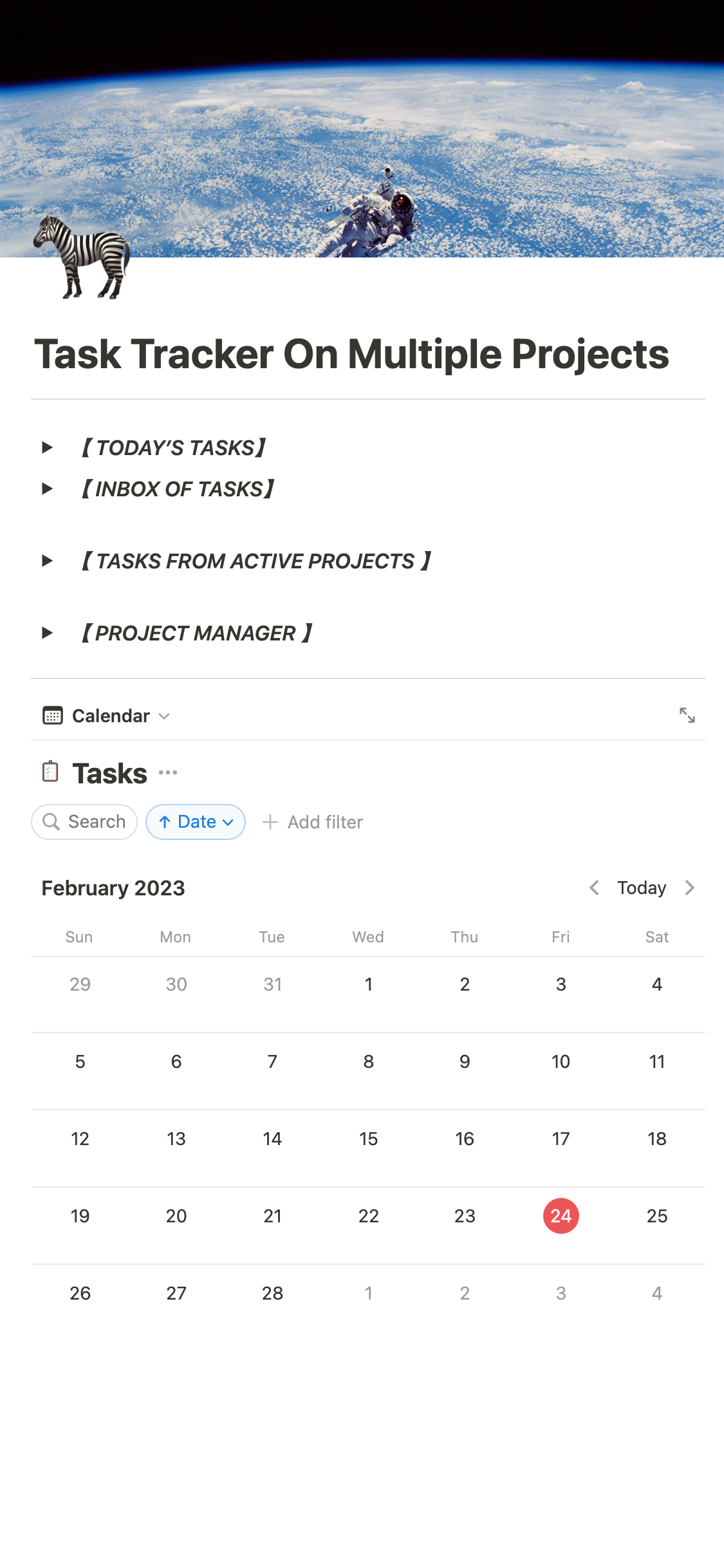 Notion (노션) 템플릿 갤러리 Task Tracker On Multiple Projects