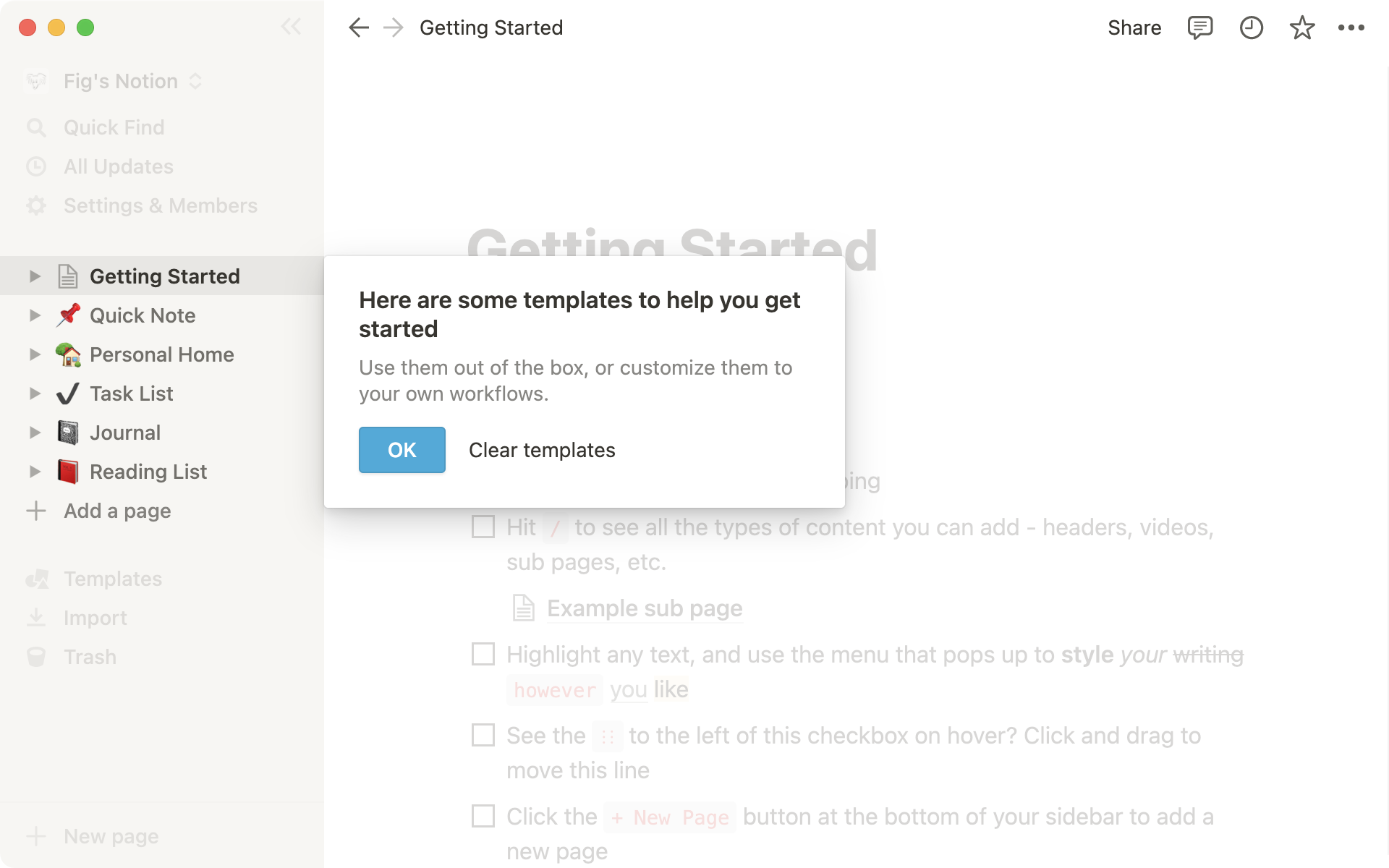 Onboarding templates