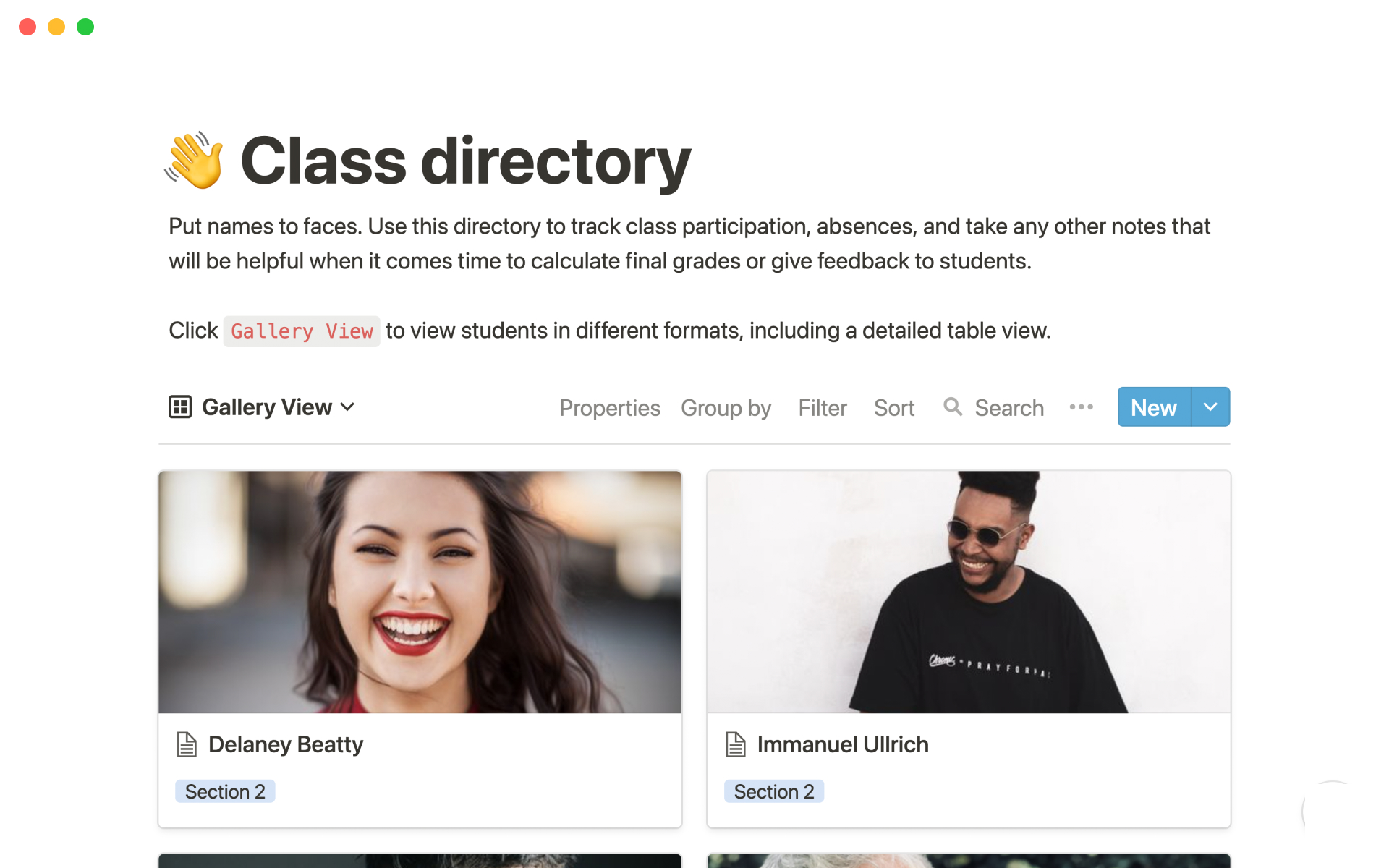 The desktop image for the Class directory template