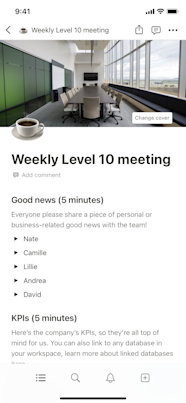 Notion Template Gallery Weekly Level 10 Meeting