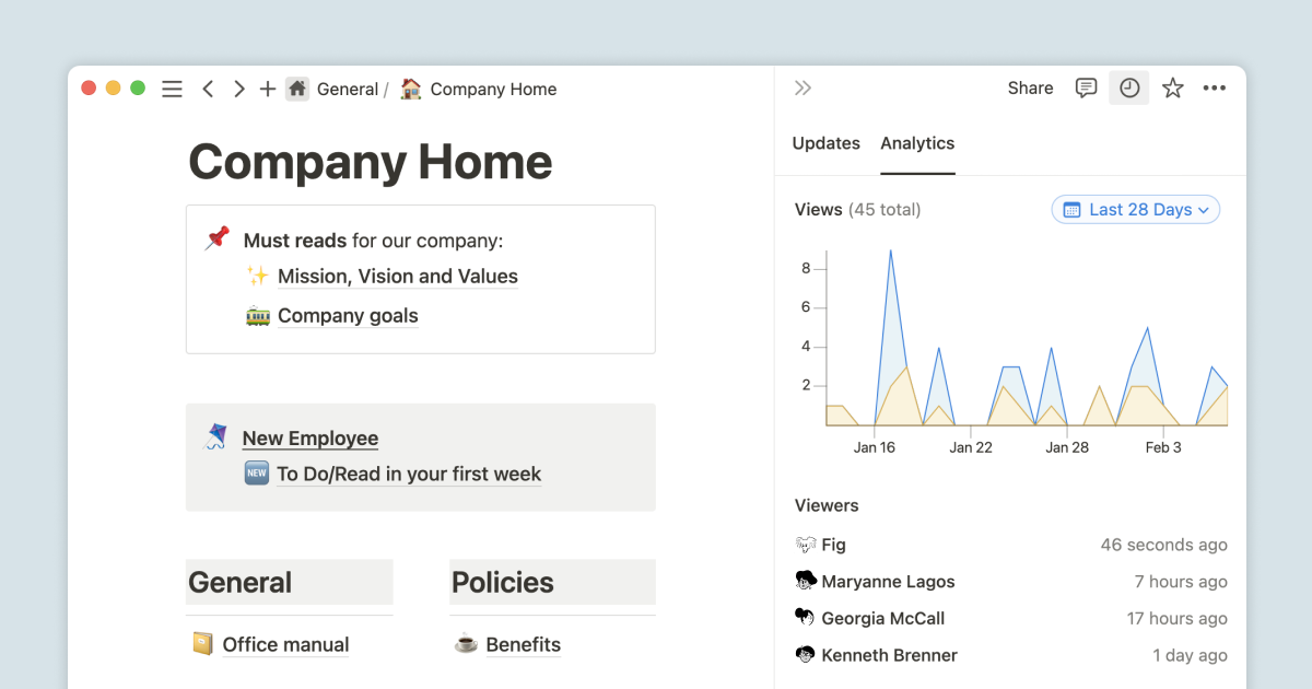 Notion 2.20, now with page and workspace analytics