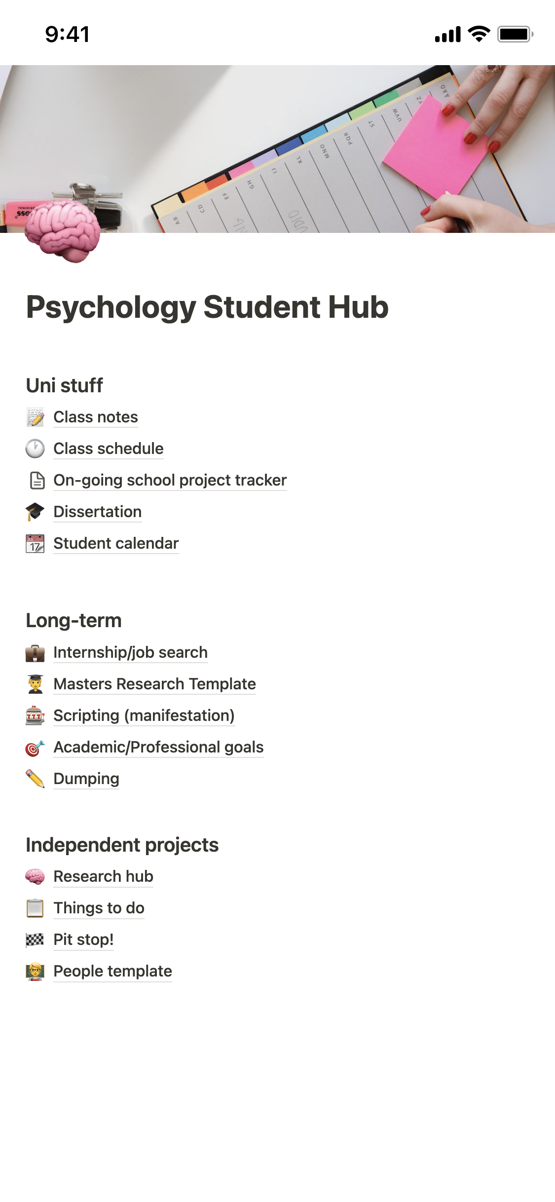 Notion Template Gallery Psychology Student Hub