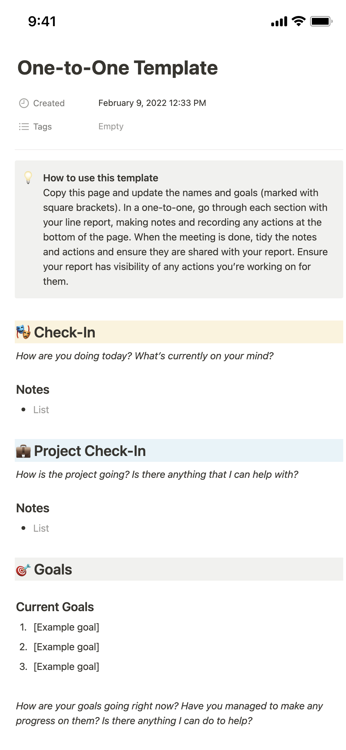 Notion template gallery one to one template for engineering managers