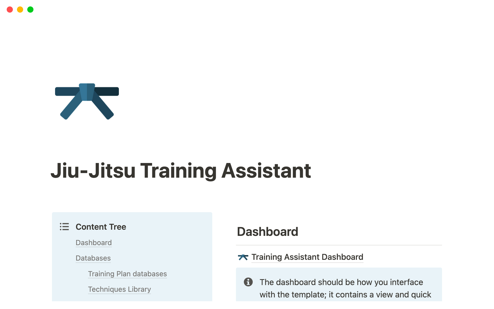 JiuJitsu Training Assistant Notion Template