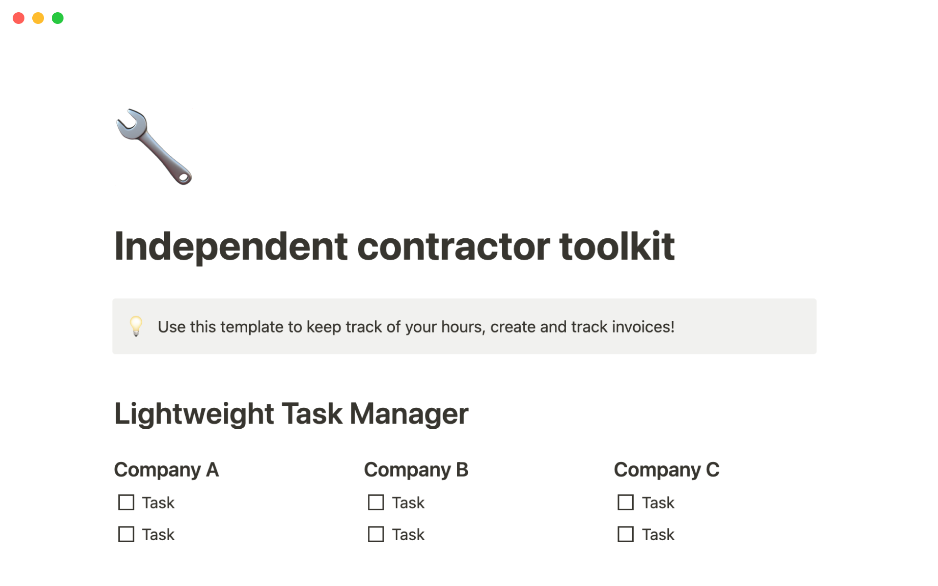 The desktop image for the Independent contractor toolkit template