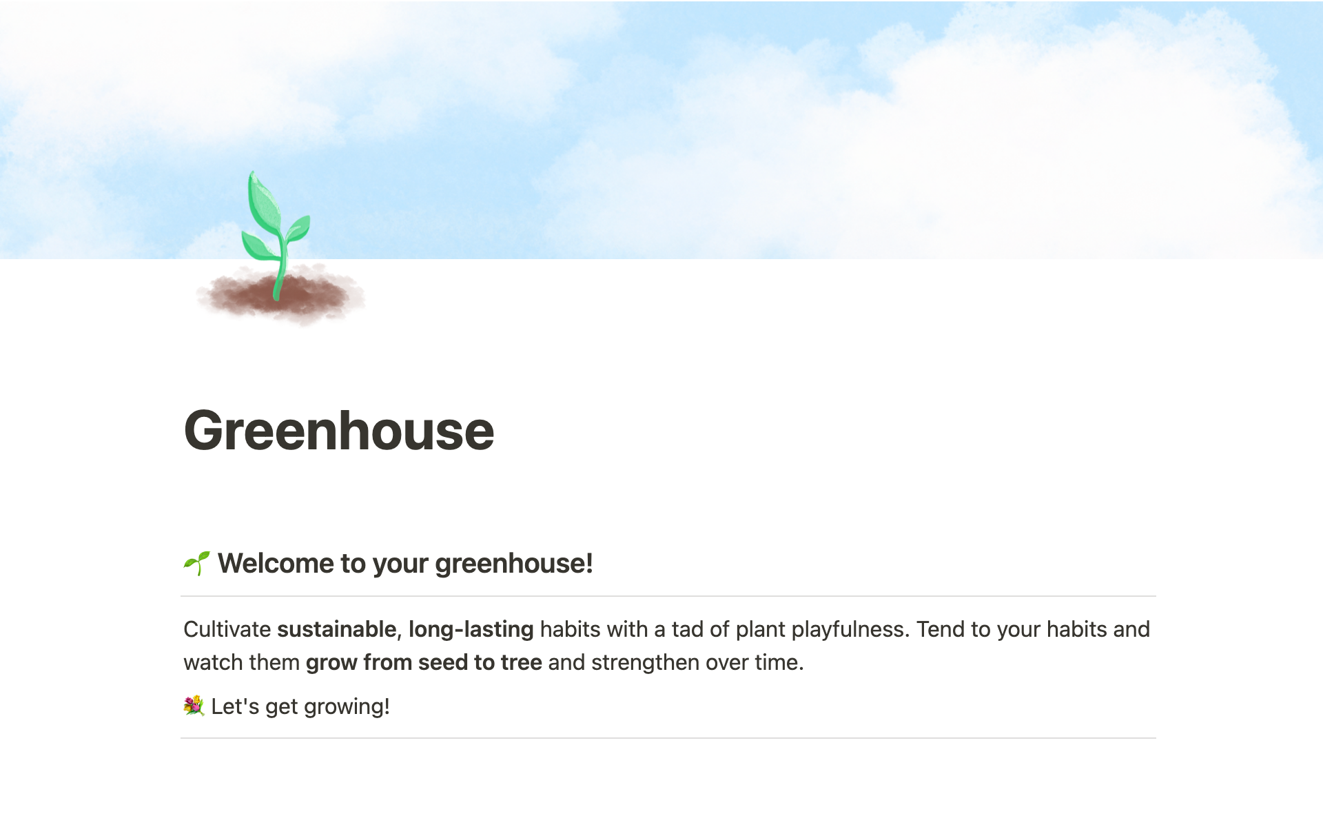 Greenhouse habits Notion Template Greenhouse habits Notion Template