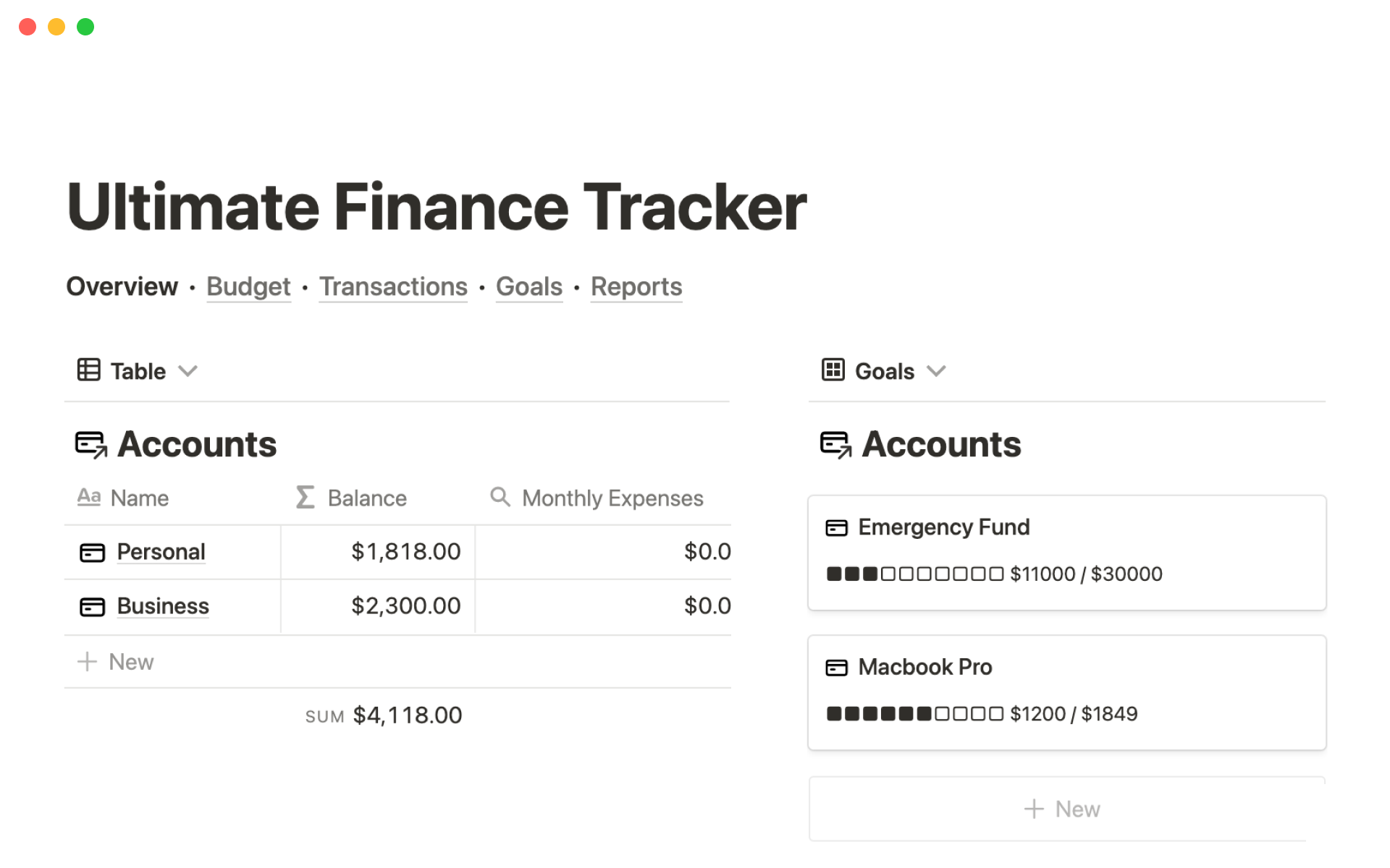 Notion Template Gallery Ultimate finance tracker