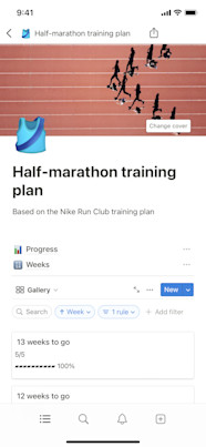 Notion Template Gallery NRC Half marathon Training Plan
