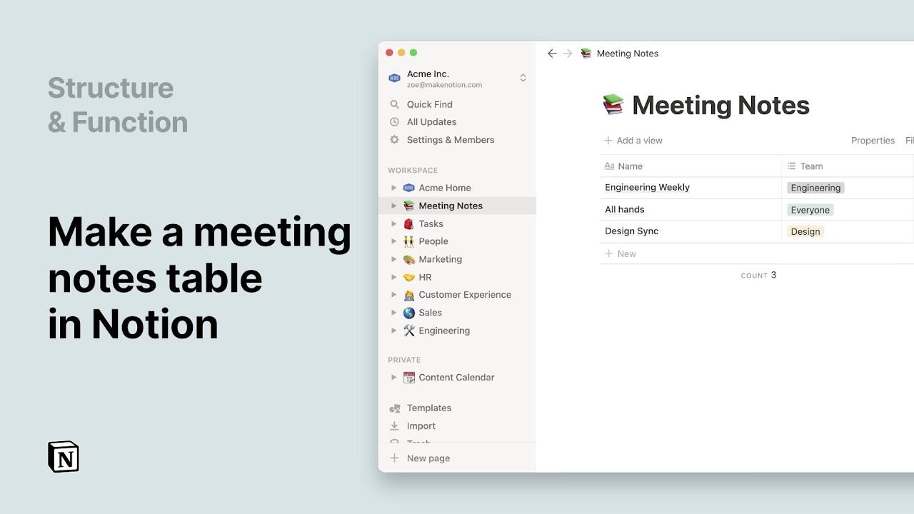 Build a meeting notes database