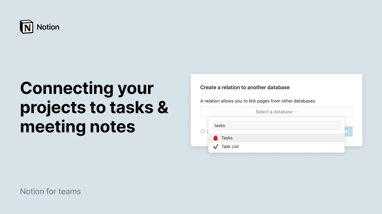 Connecting your projects to tasks and meeting notes