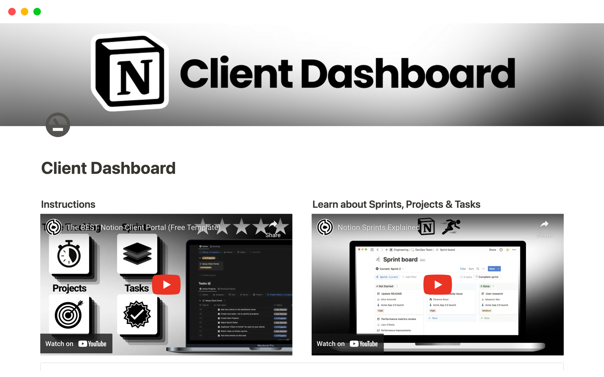 A template preview for Top 10 Free Client Relations Templates in Notion
