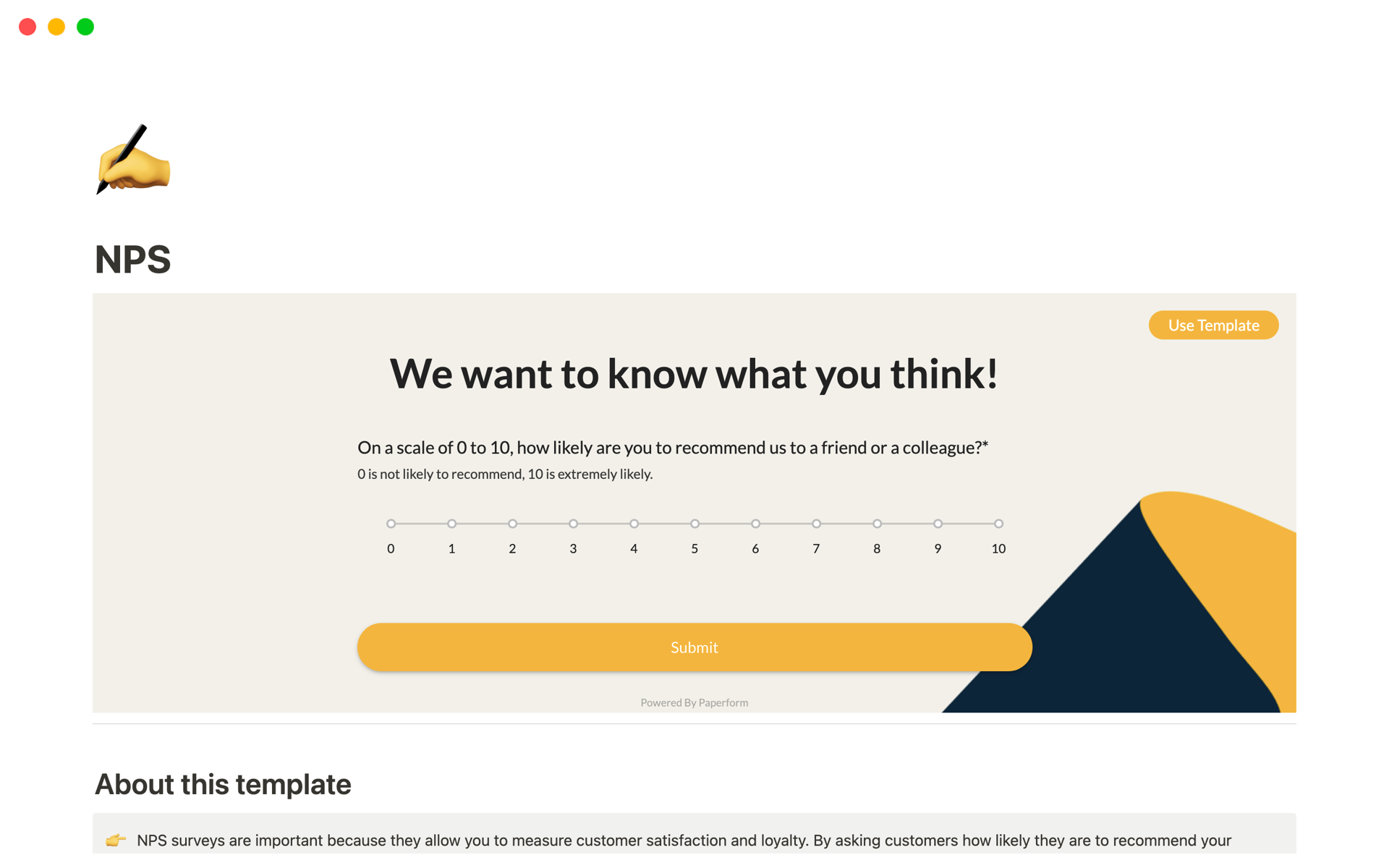 A template preview for Top 10 UX Feedback Templates in Notion