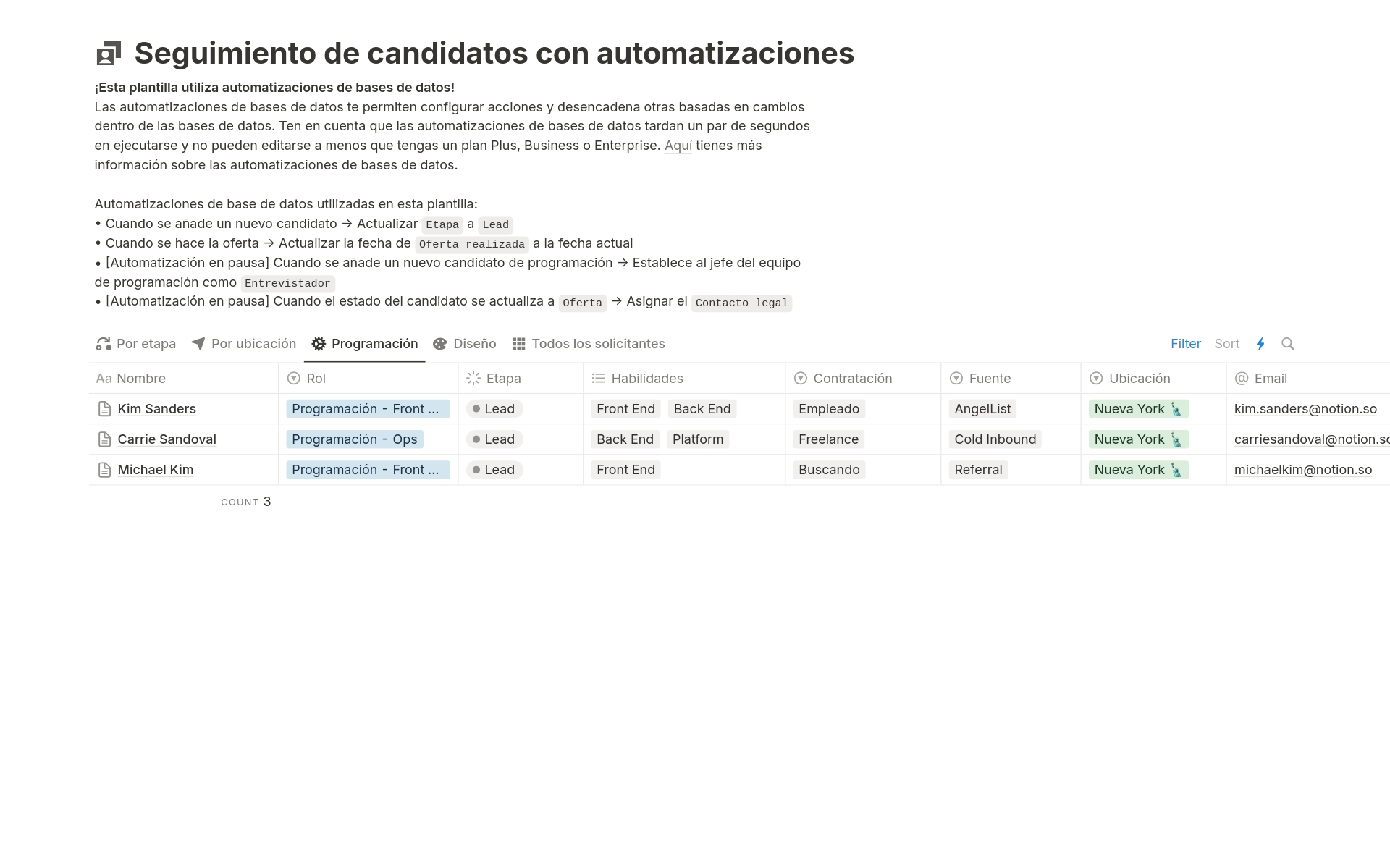 Captura de pantalla de la colección 8 formas esenciales de utilizar las automatizaciones de bases de datos creada por Notion