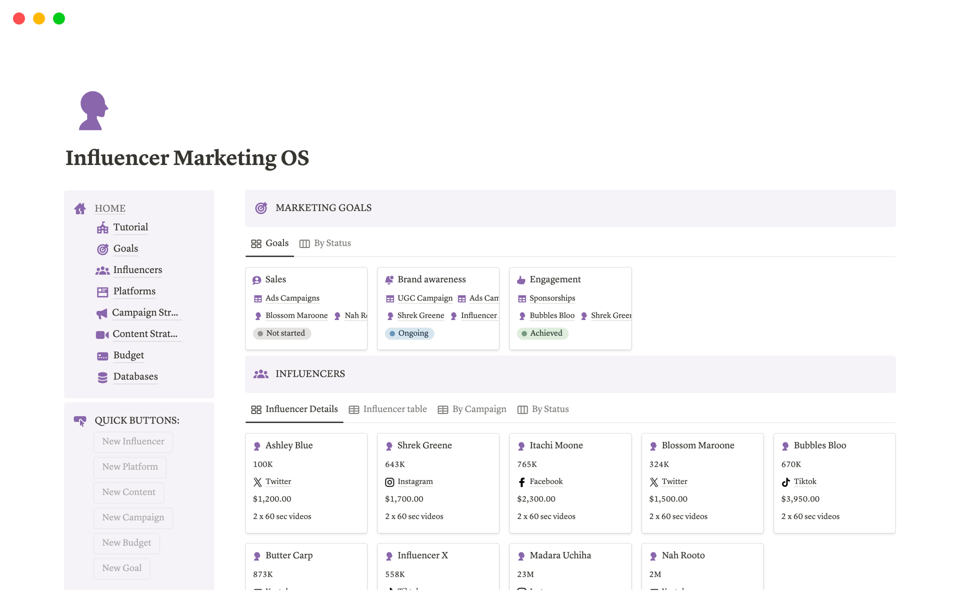 Screenshot of Best 10 Campaign Calendar Templates for Marketing Communications Managers collection by Notion
