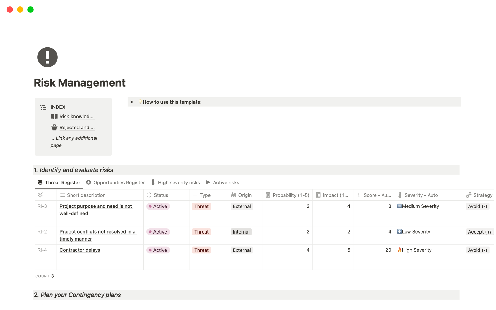 Captura de pantalla de la colección Top 10 SWOT Analysis Templates for Project Managers de Notion