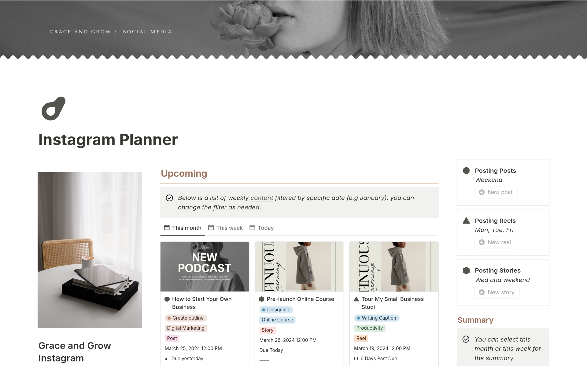 A template preview for Top 10 Paid Social Presence Templates in Notion