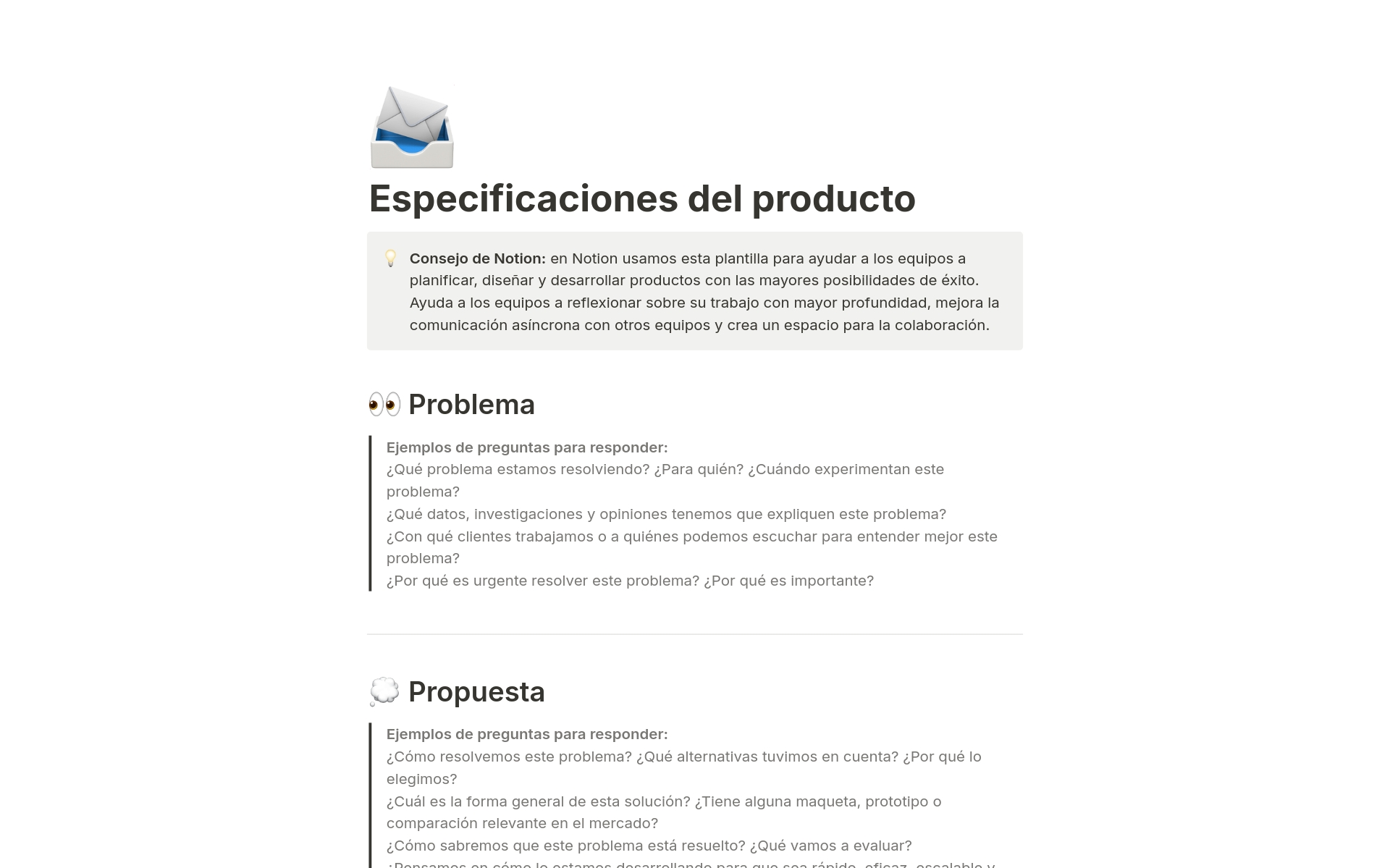 Captura de pantalla de la colección Best 10 PRD: Product Requirements Doc Templates for Product Designers de Notion