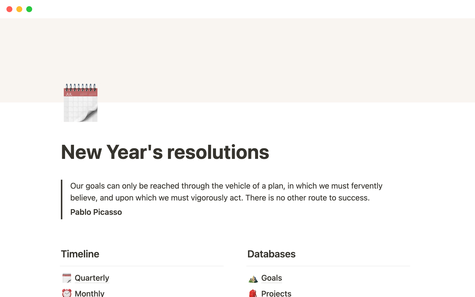 A template preview for 2024 New Year's resolutions & habit trackers templates collection